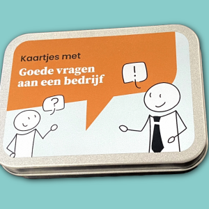 Kaartjes met goede vragen aan een bedrijf