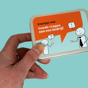 Kaartjes met goede vragen aan een bedrijf